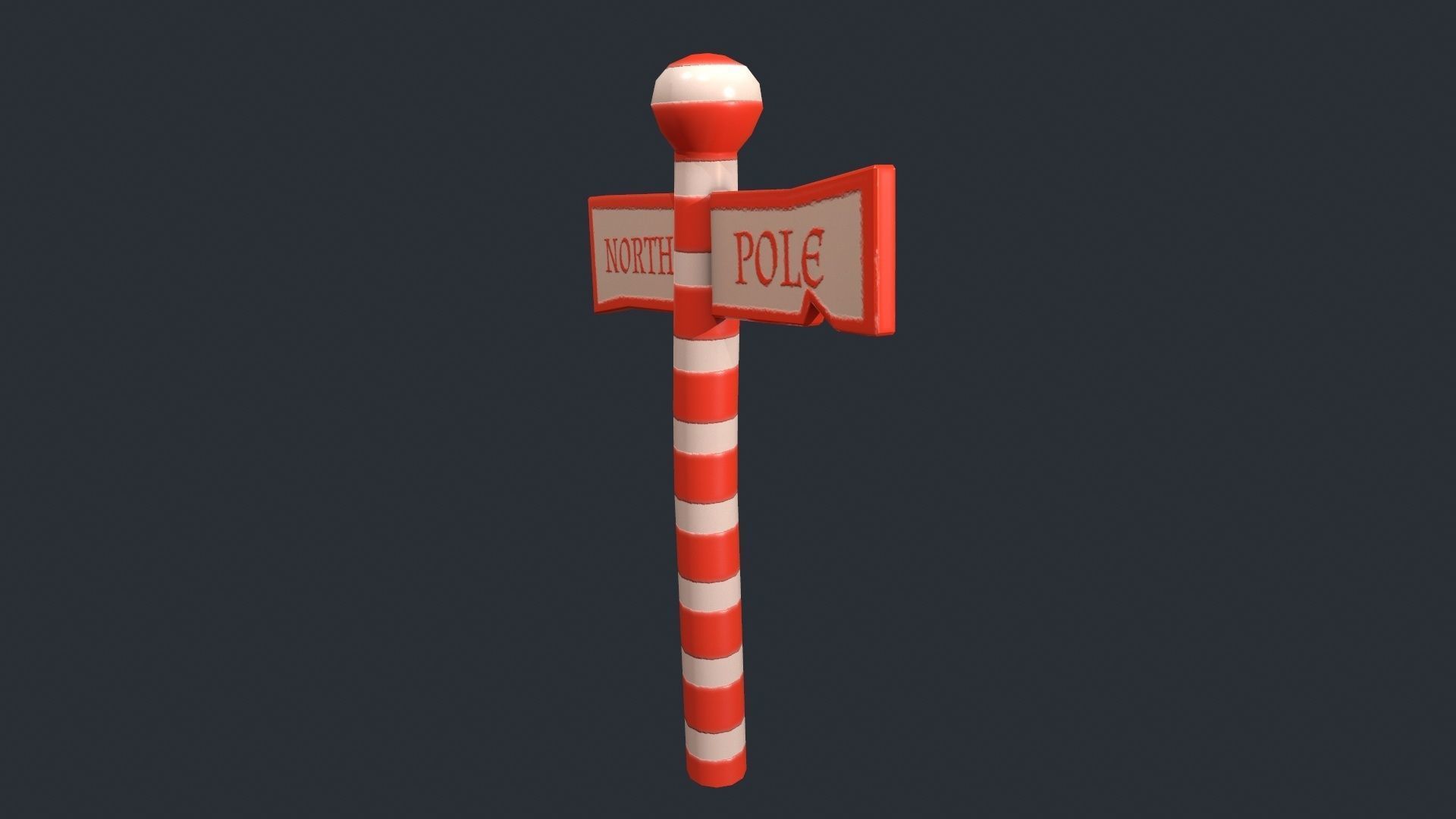 Stylized North Pole Sign Low-poly 3D model_7