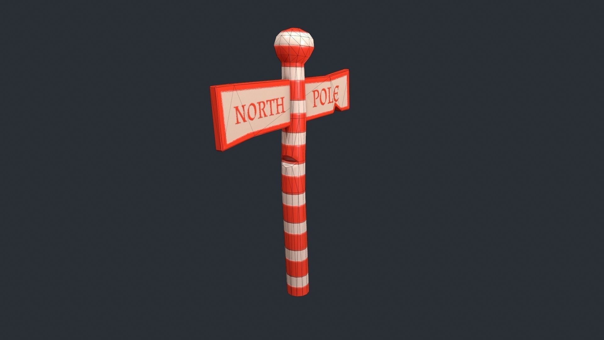 Stylized North Pole Sign Low-poly 3D model_12