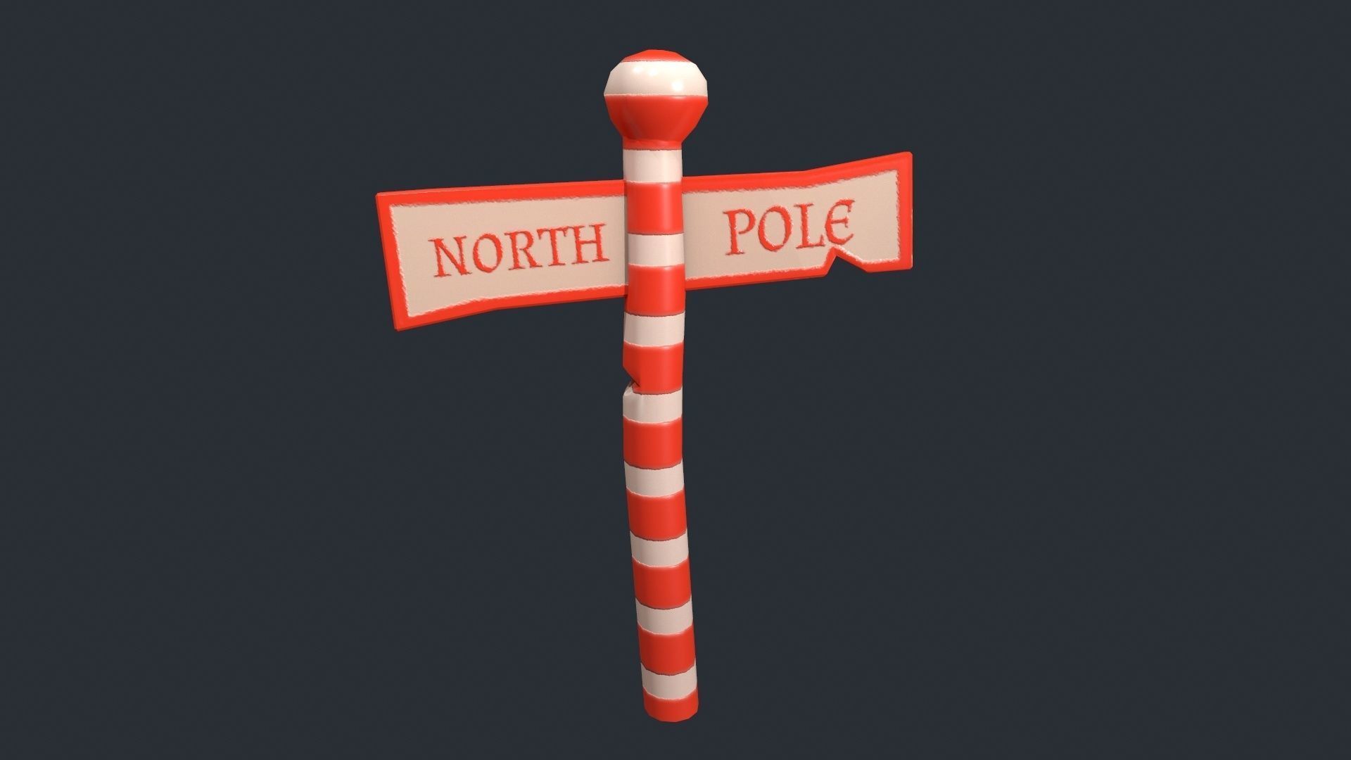 Stylized North Pole Sign Low-poly 3D model_1