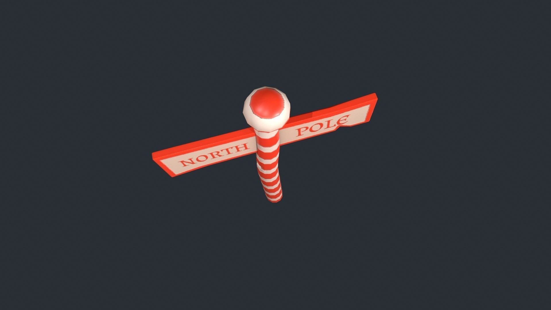 Stylized North Pole Sign Low-poly 3D model_9