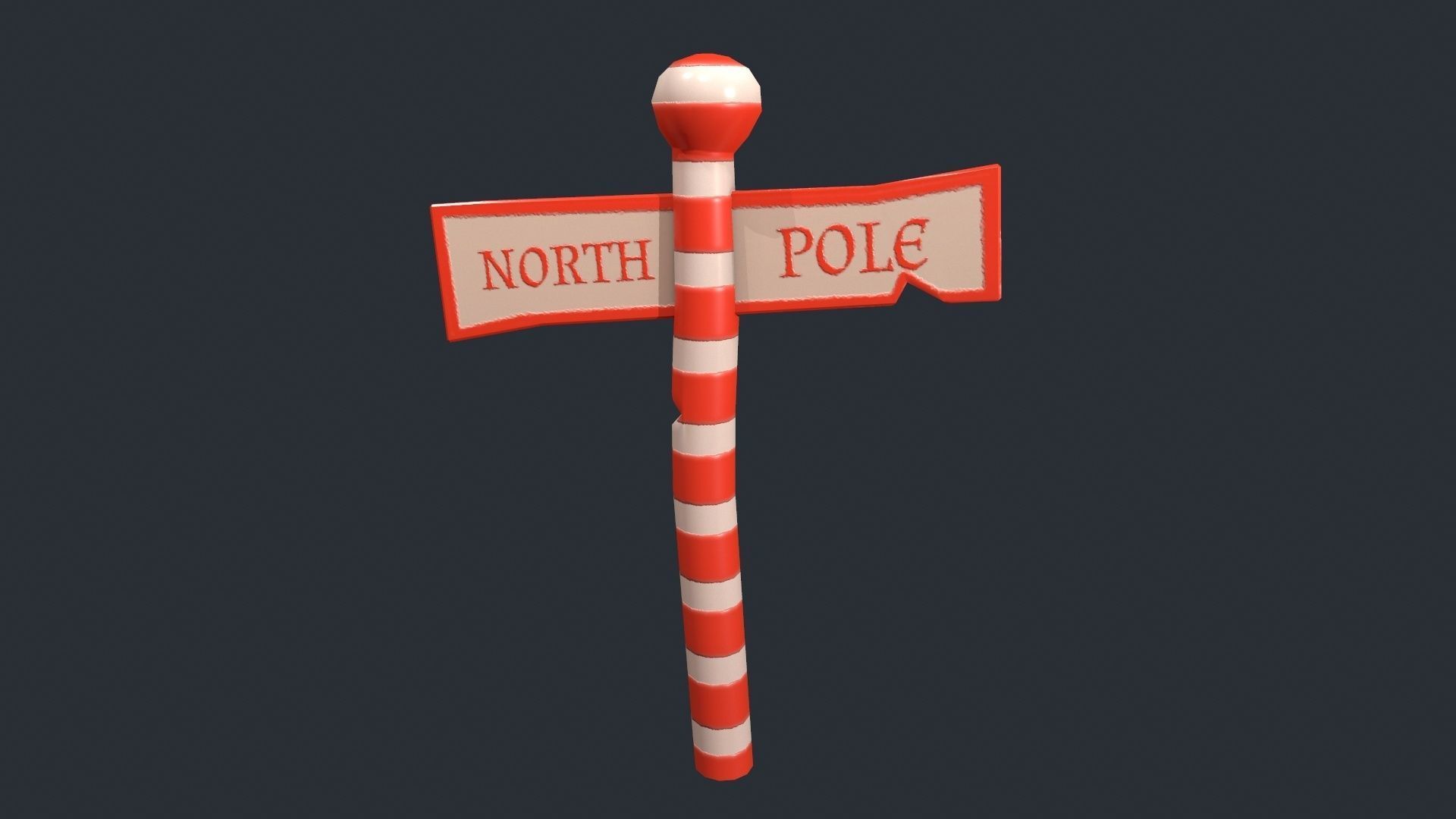 Stylized North Pole Sign Low-poly 3D model_8