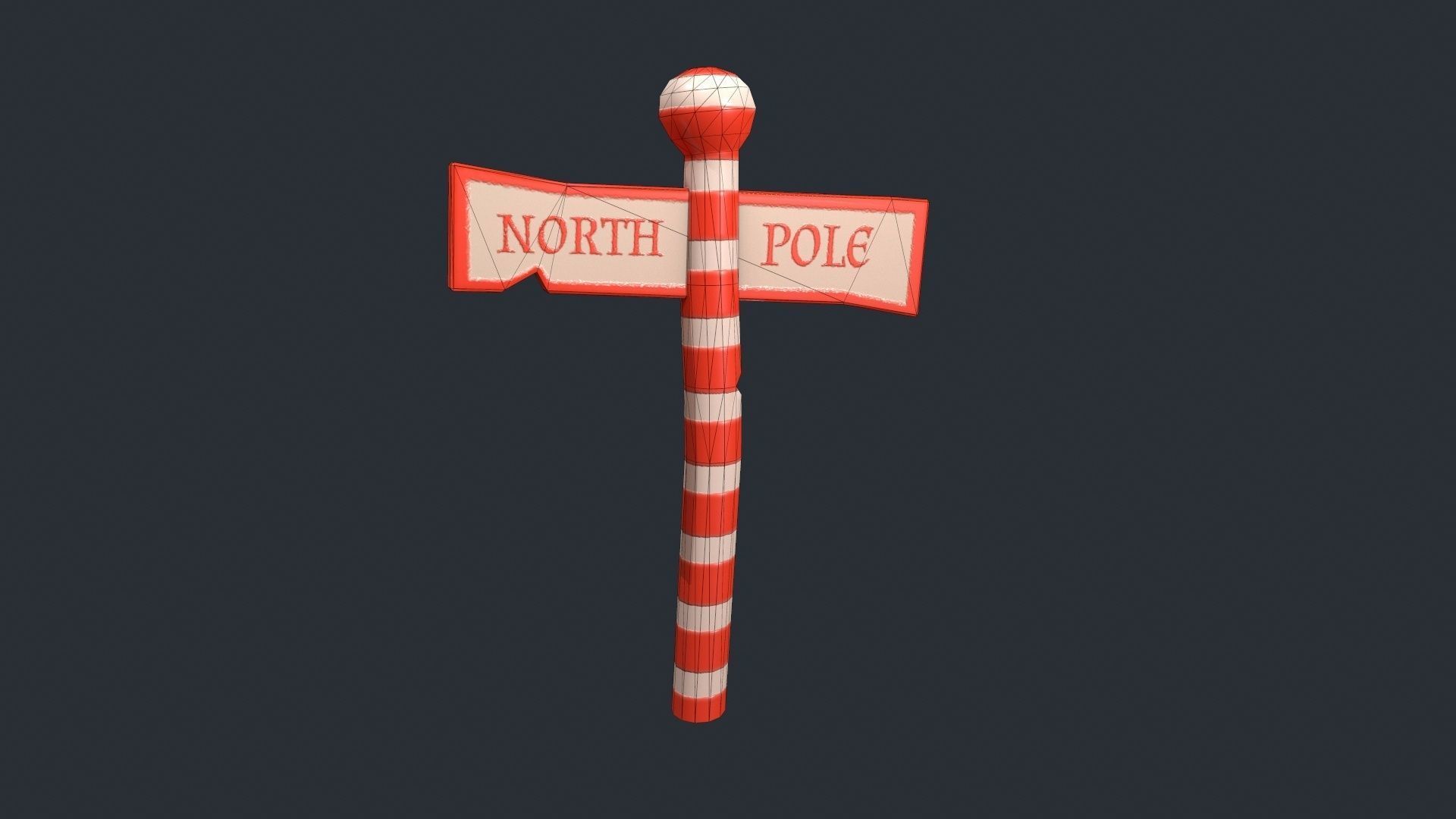 Stylized North Pole Sign Low-poly 3D model_15