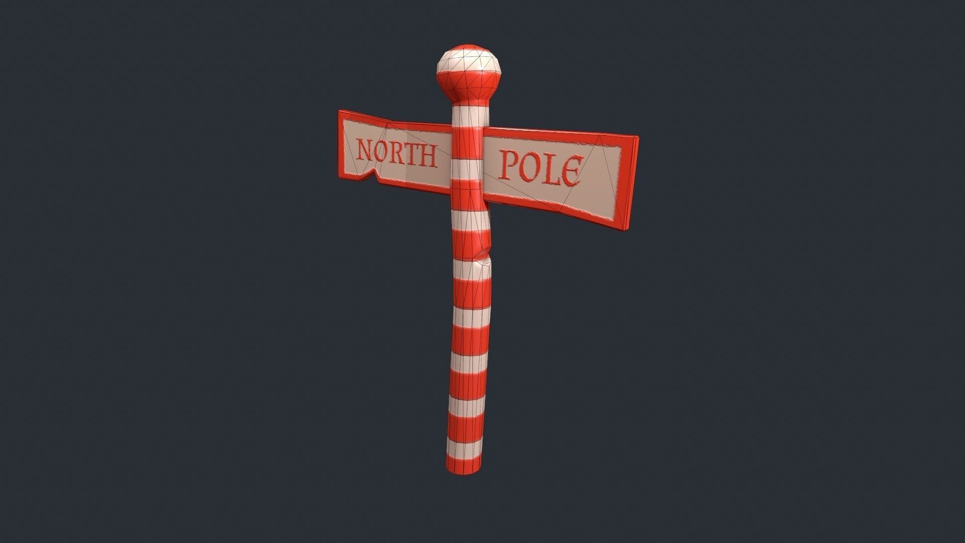 Stylized North Pole Sign Low-poly 3D model_14