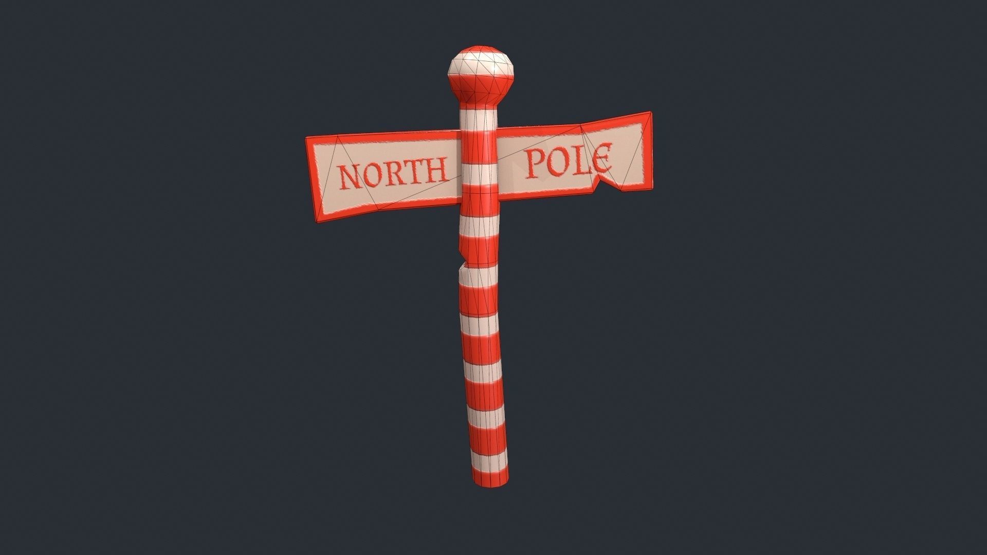 Stylized North Pole Sign Low-poly 3D model_18