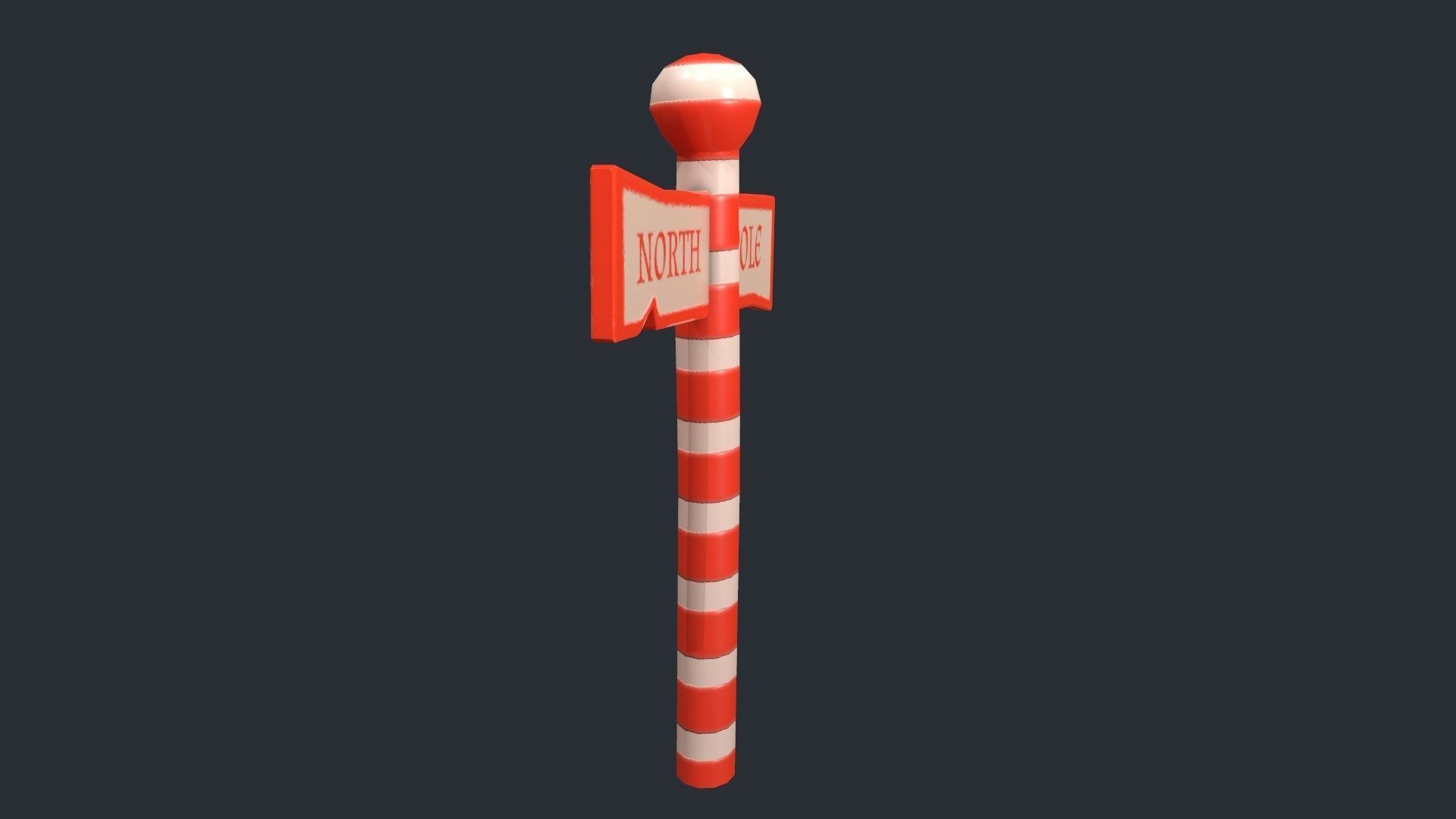 Stylized North Pole Sign Low-poly 3D model_6