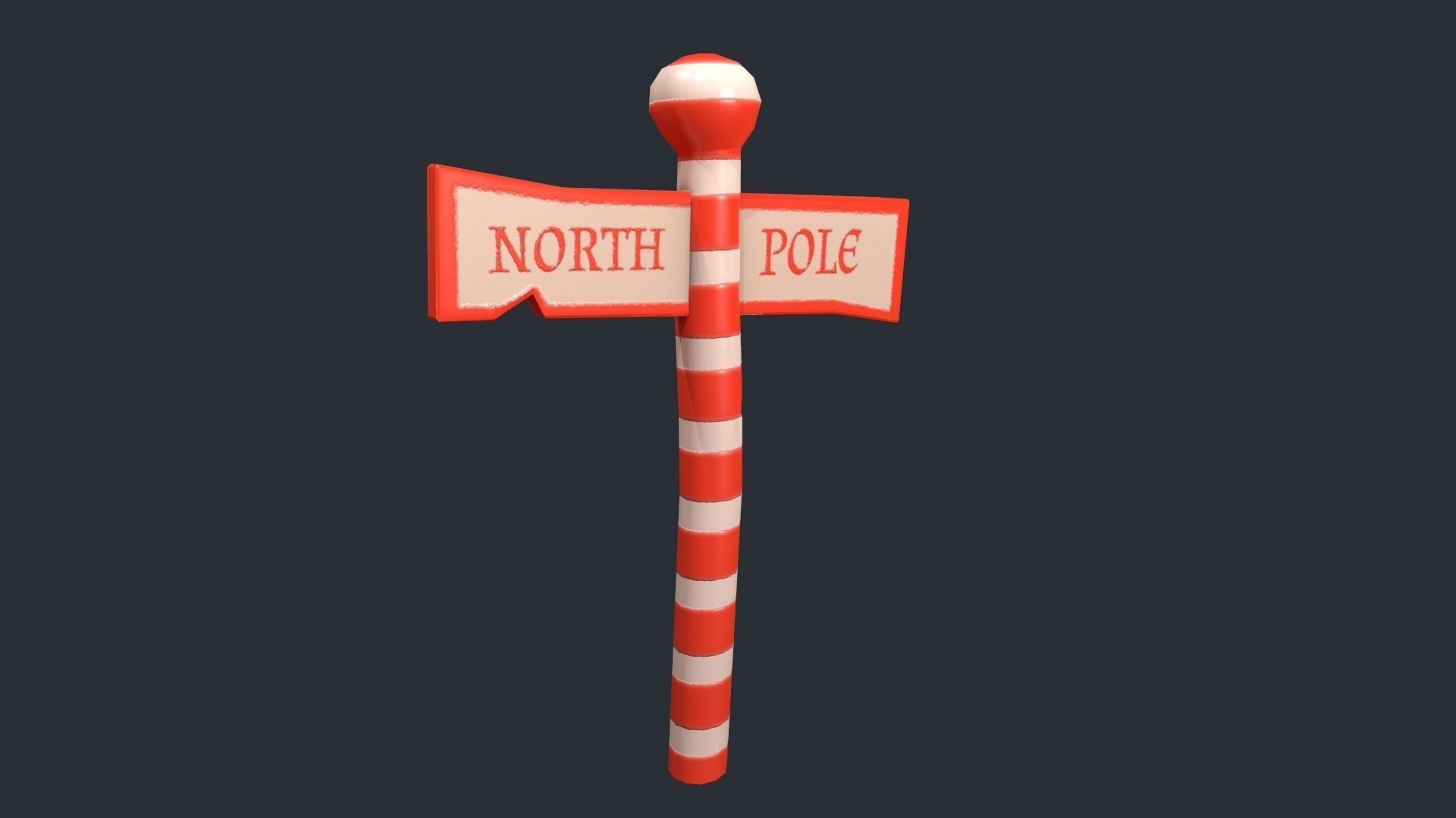 Stylized North Pole Sign Low-poly 3D model_5