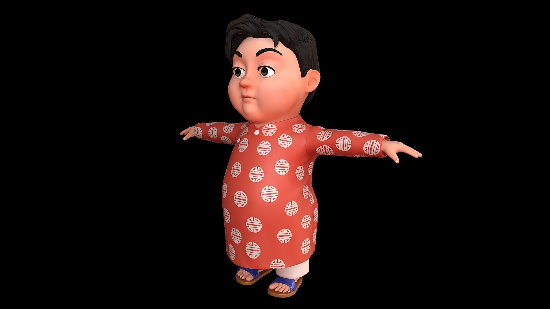  Cartoons - Character - Baby - Boy - Indian - 02 - Rig 3D model 3D model_6