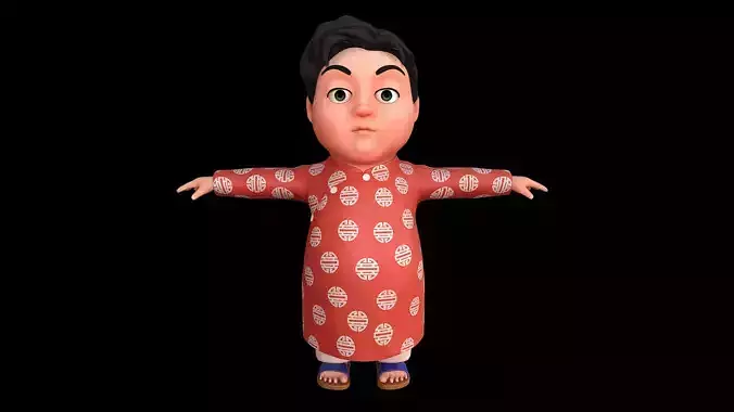  Cartoons - Character - Baby - Boy - Indian - 02 - Rig 3D model 3D model