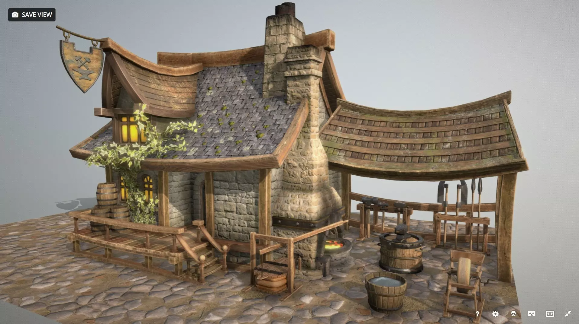 BlackSmith Bulding Low-poly 3D model