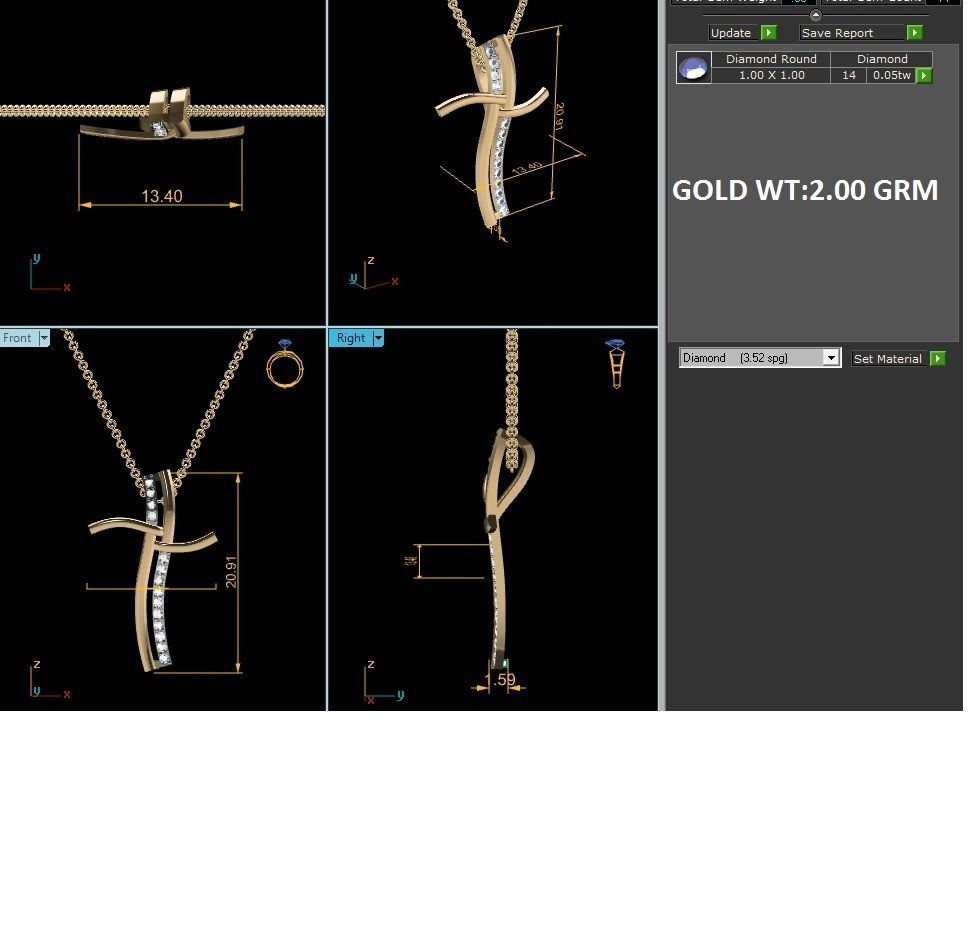 Women cross pendant 3dm render detail 3D print model_6