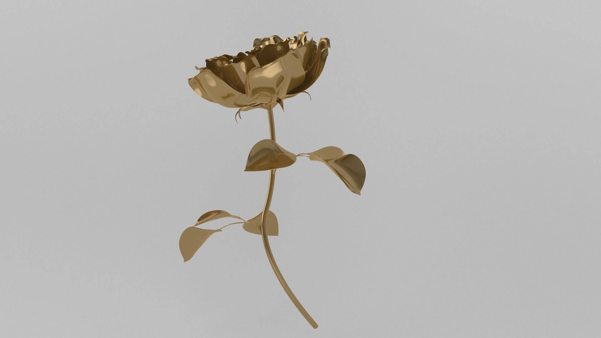 Golden Rose animation 3D model_2