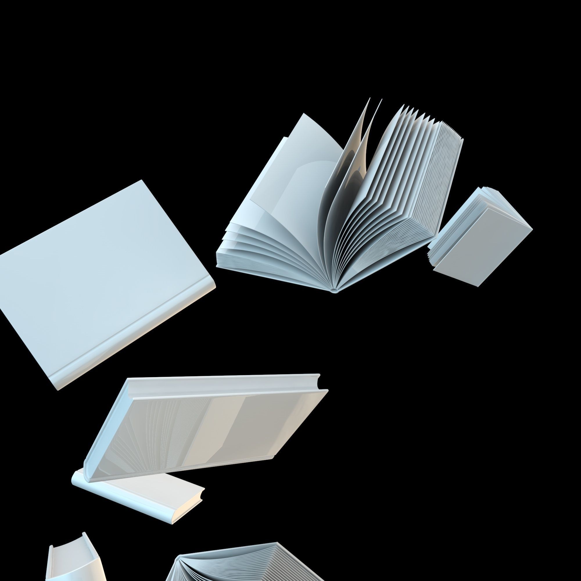 Float white books 3D model_1