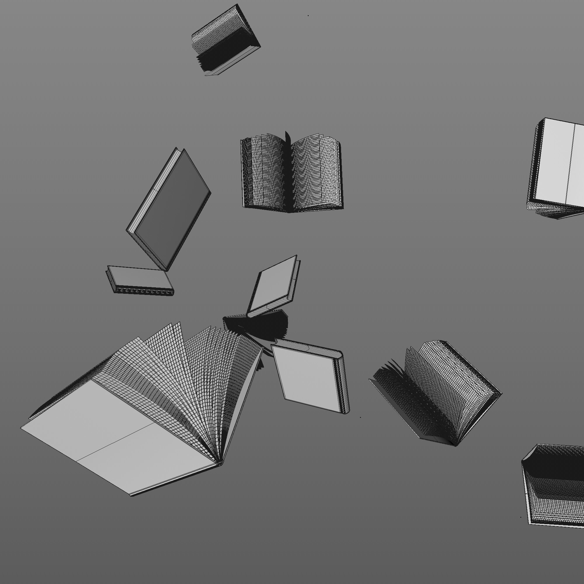 Float white books 3D model_4