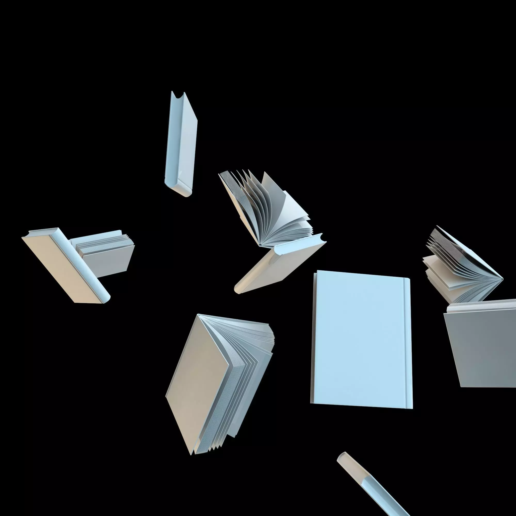 Float white books 3D model_0