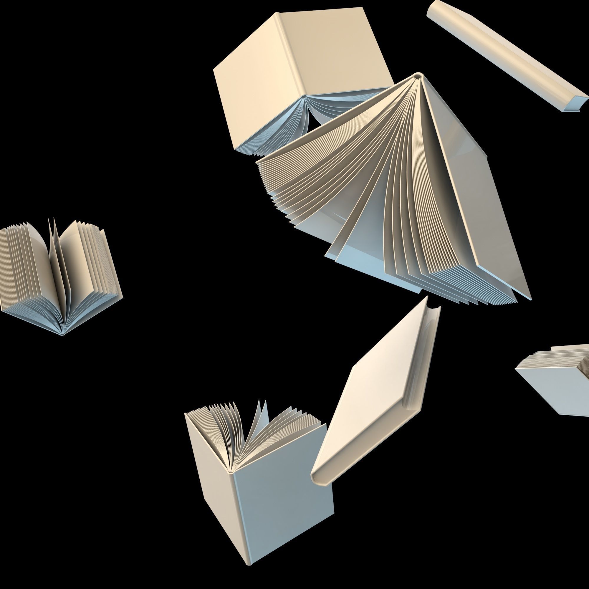 Float white books 3D model_2