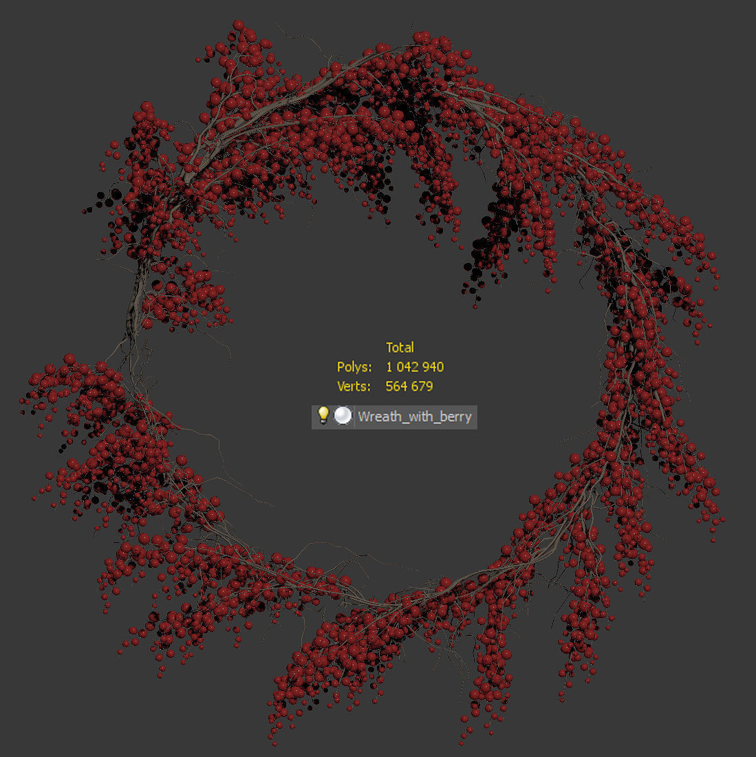 Christmas Wreath With Berries 3D model_5