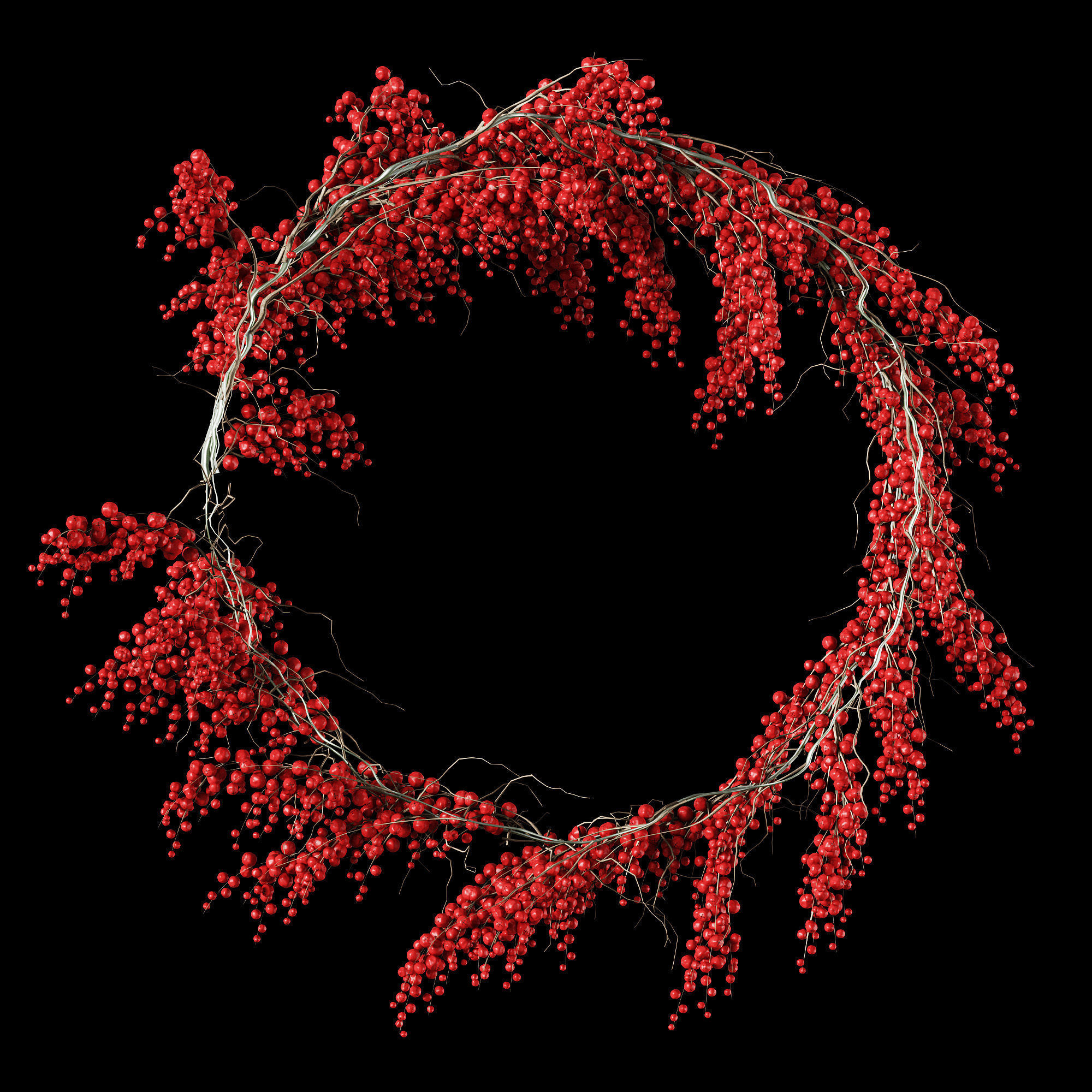 Christmas Wreath With Berries 3D model_3