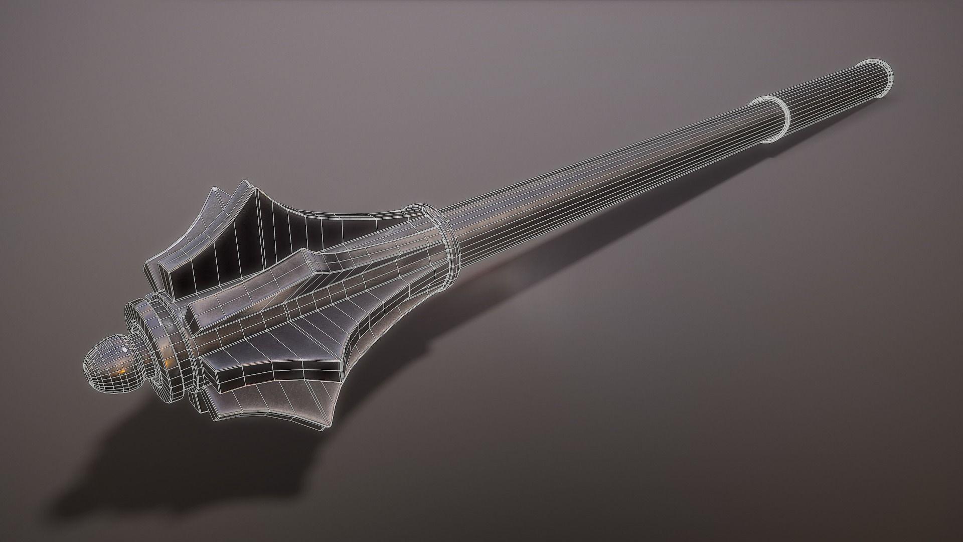 14th Century Mace Low-poly 3D model_2