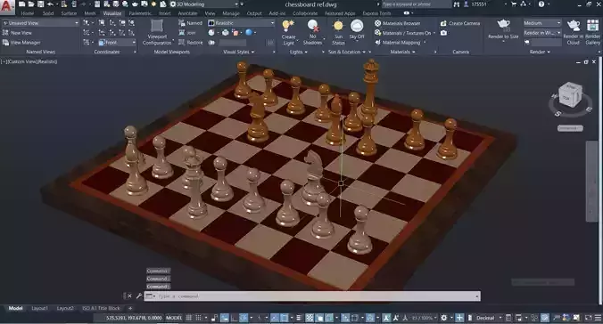 chessboard pieces in AutoCAD 3D print model