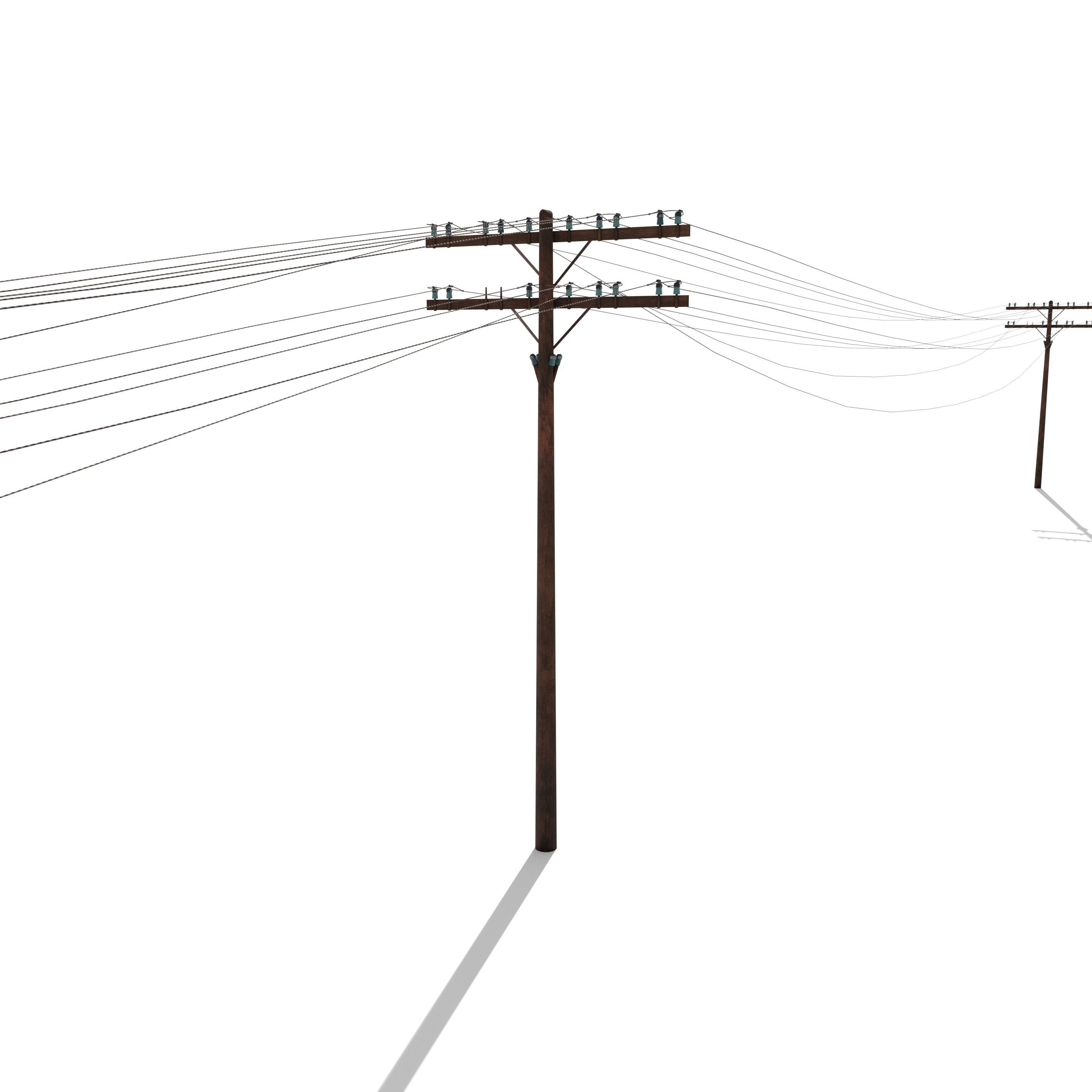 Electricity Pole 33 Low-poly 3D model_1