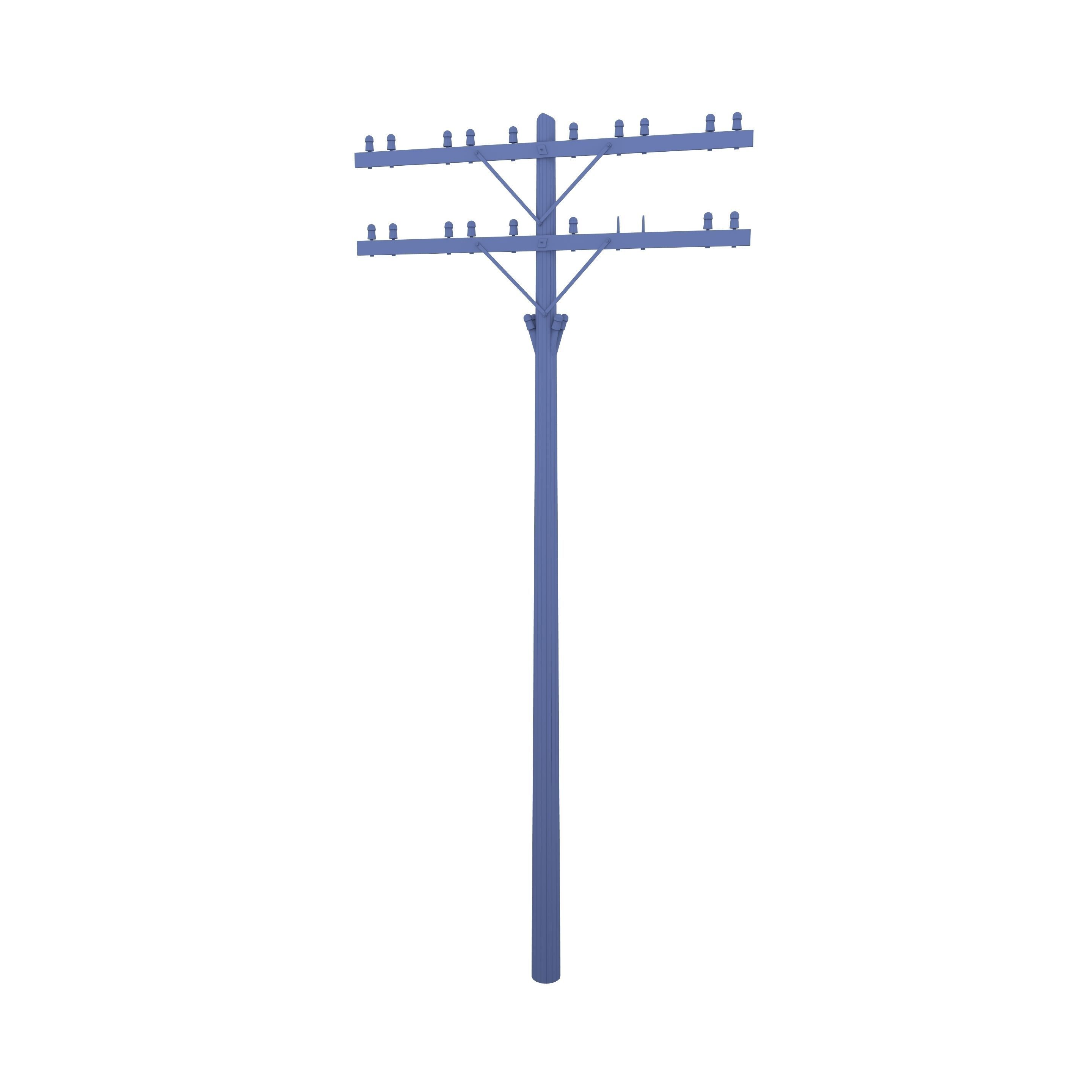 Electricity Pole 33 Low-poly 3D model_8