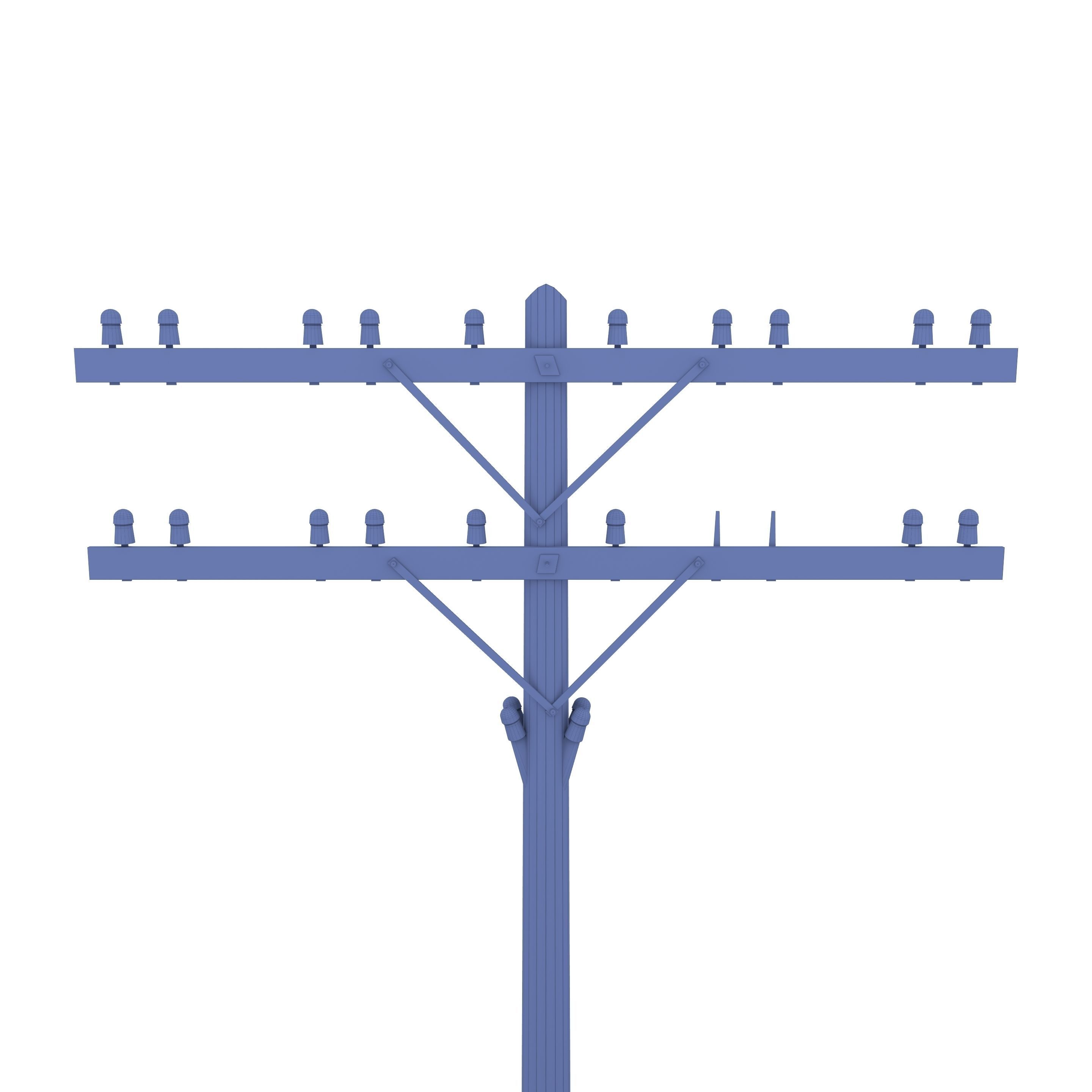 Electricity Pole 33 Low-poly 3D model_13