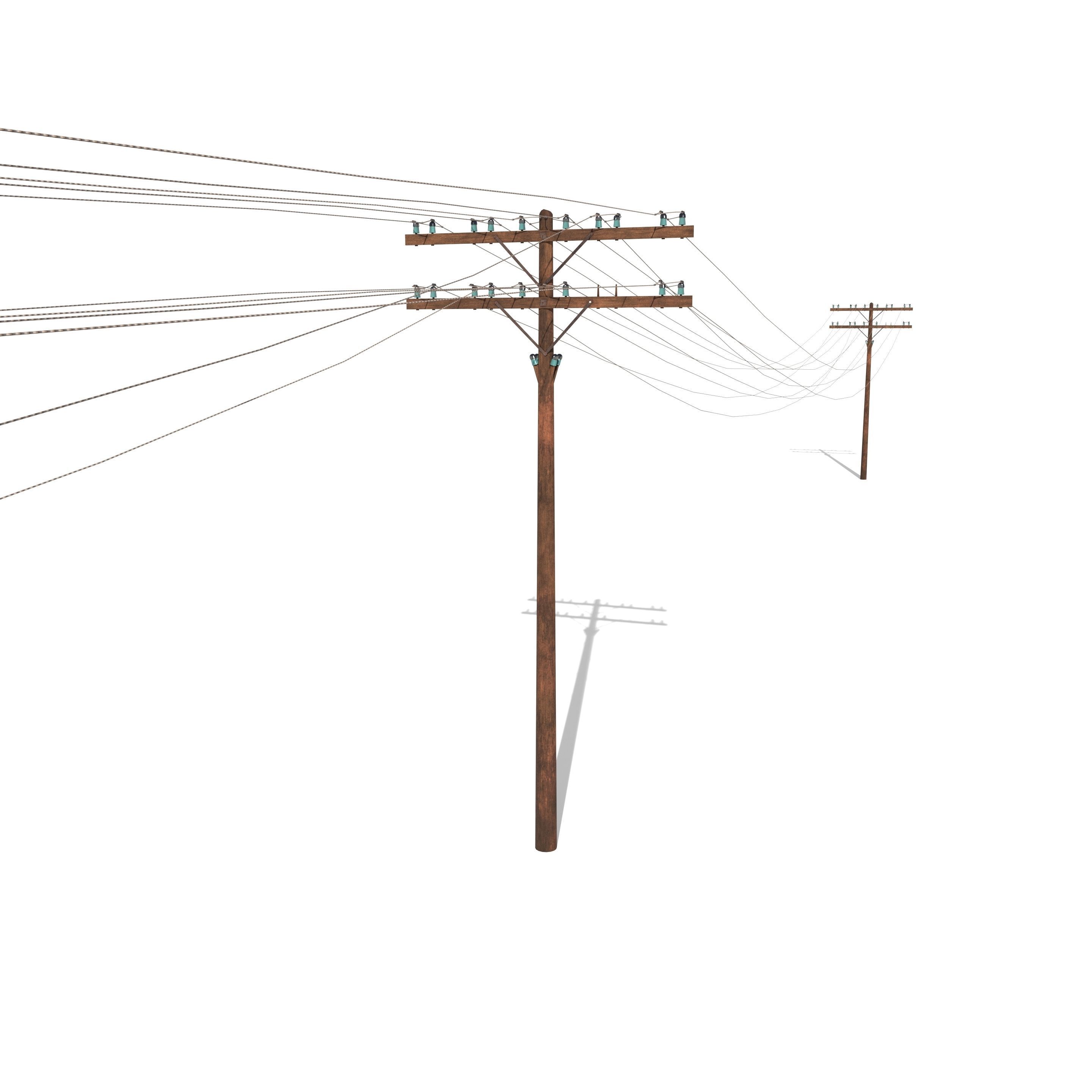 Electricity Pole 33 Low-poly 3D model_2