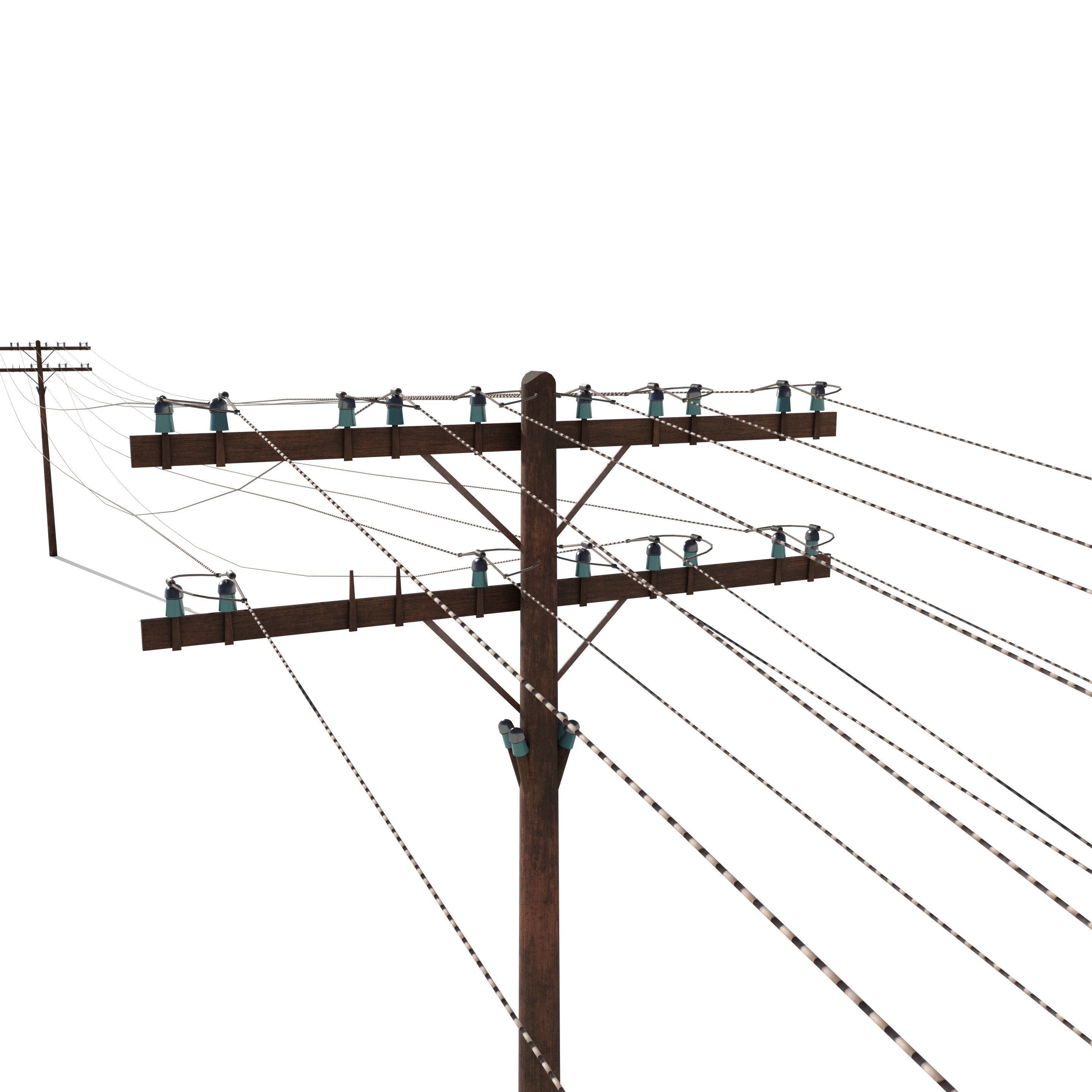 Electricity Pole 33 Low-poly 3D model_4