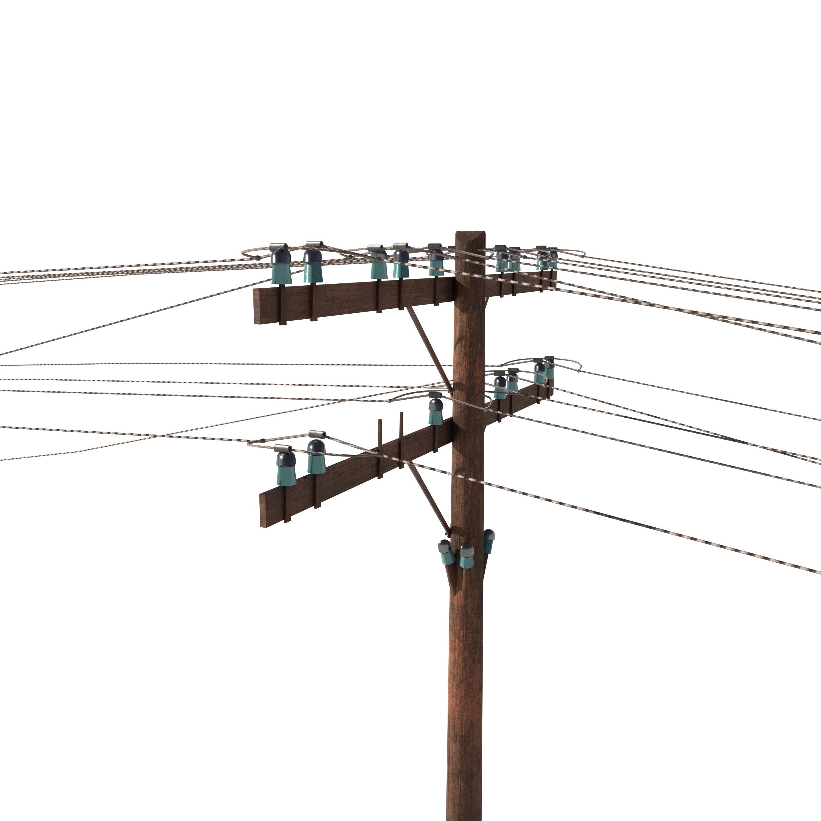 Electricity Pole 33 Low-poly 3D model_5