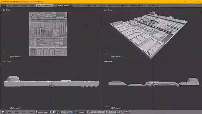 scifi space ship Panel Low-poly 3D model