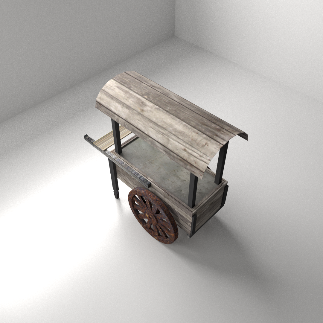 Old Food Cart 3D model_2