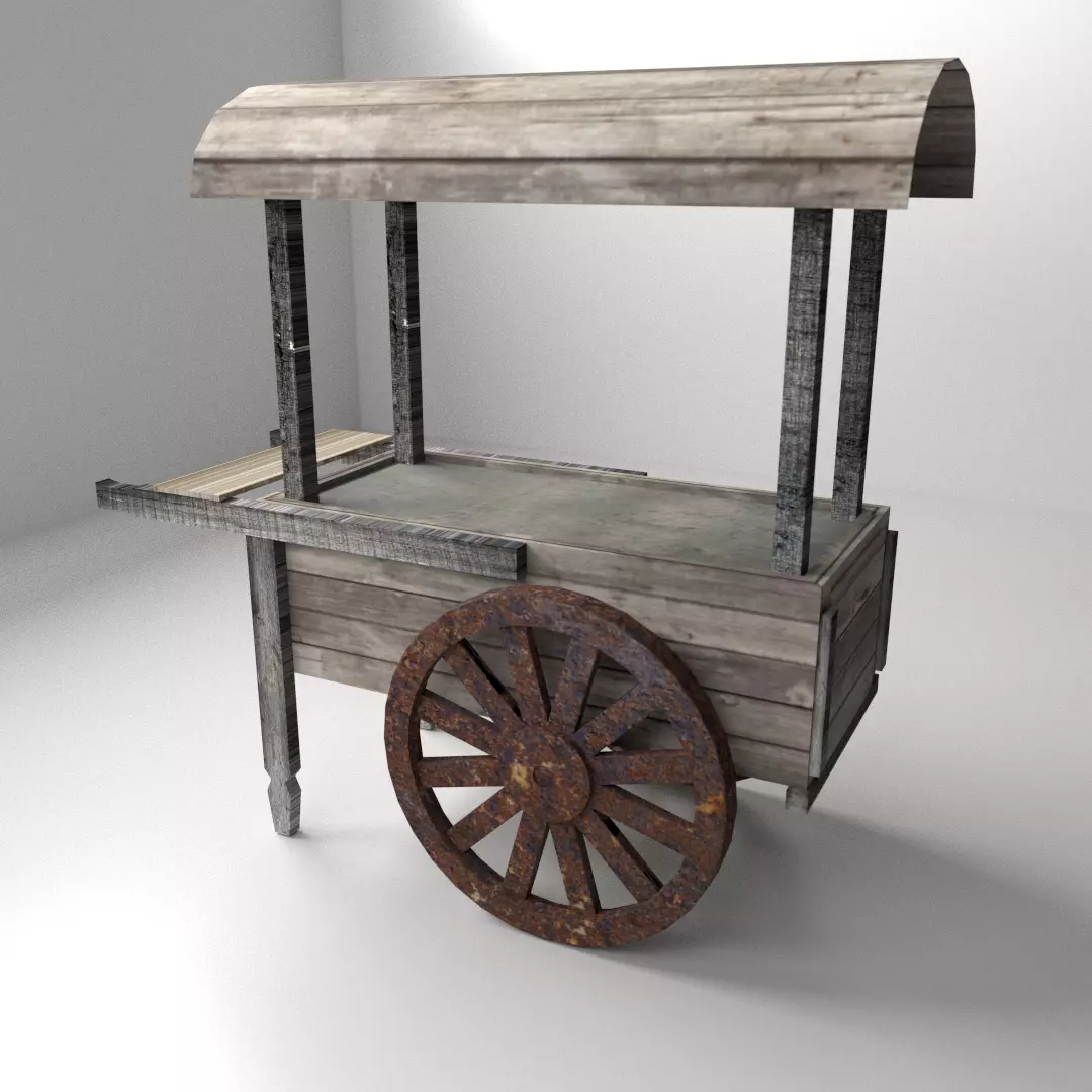 Old Food Cart 3D model_0