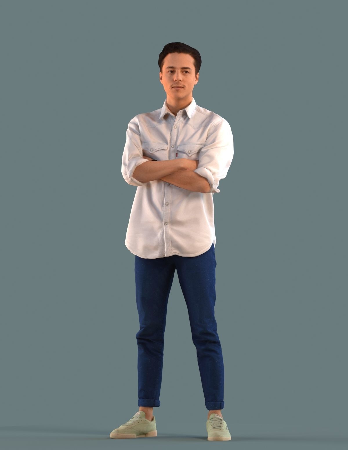 Set of 3D men standing in various poses 3D model_5