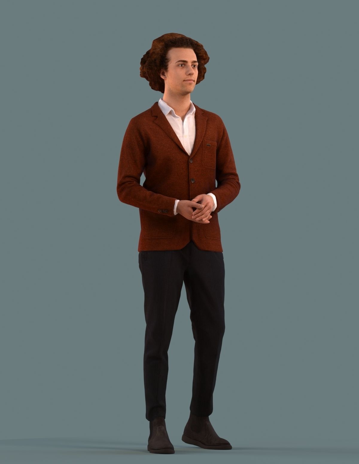 Set of 3D men standing in various poses 3D model_2