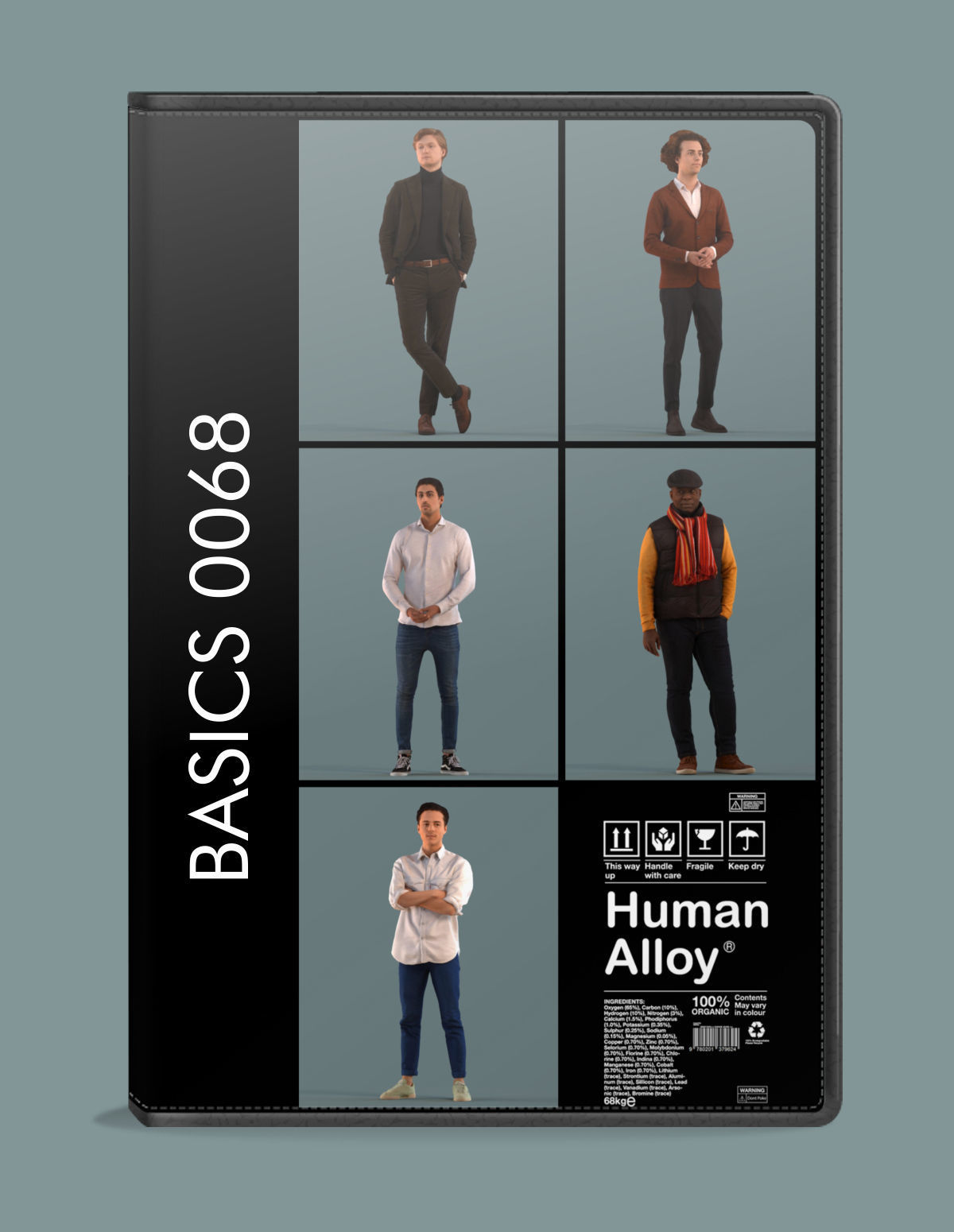 Set of 3D men standing in various poses 3D model_6