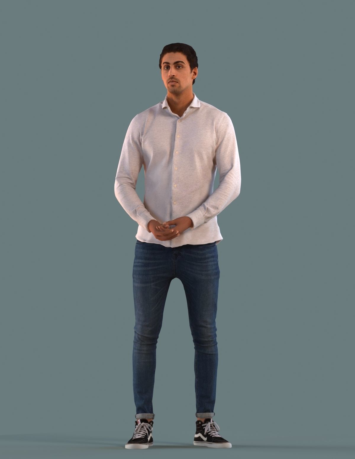 Set of 3D men standing in various poses 3D model_3