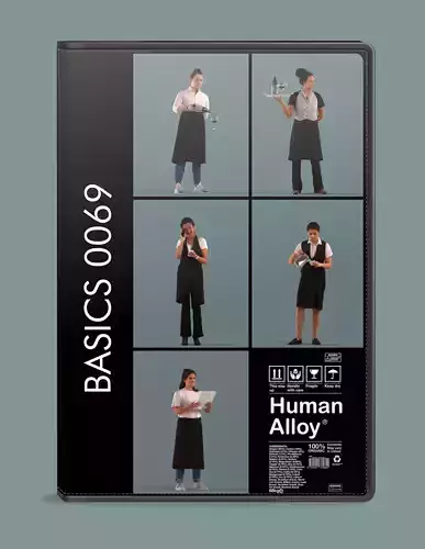 Set of 3D women waitresses 3D model
