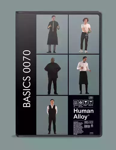 Set of 3D men waiters 3D model
