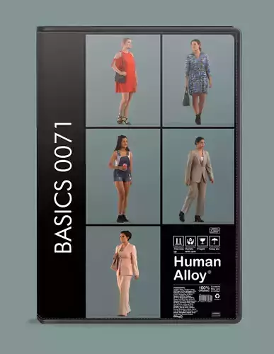 Set of 3D women walking