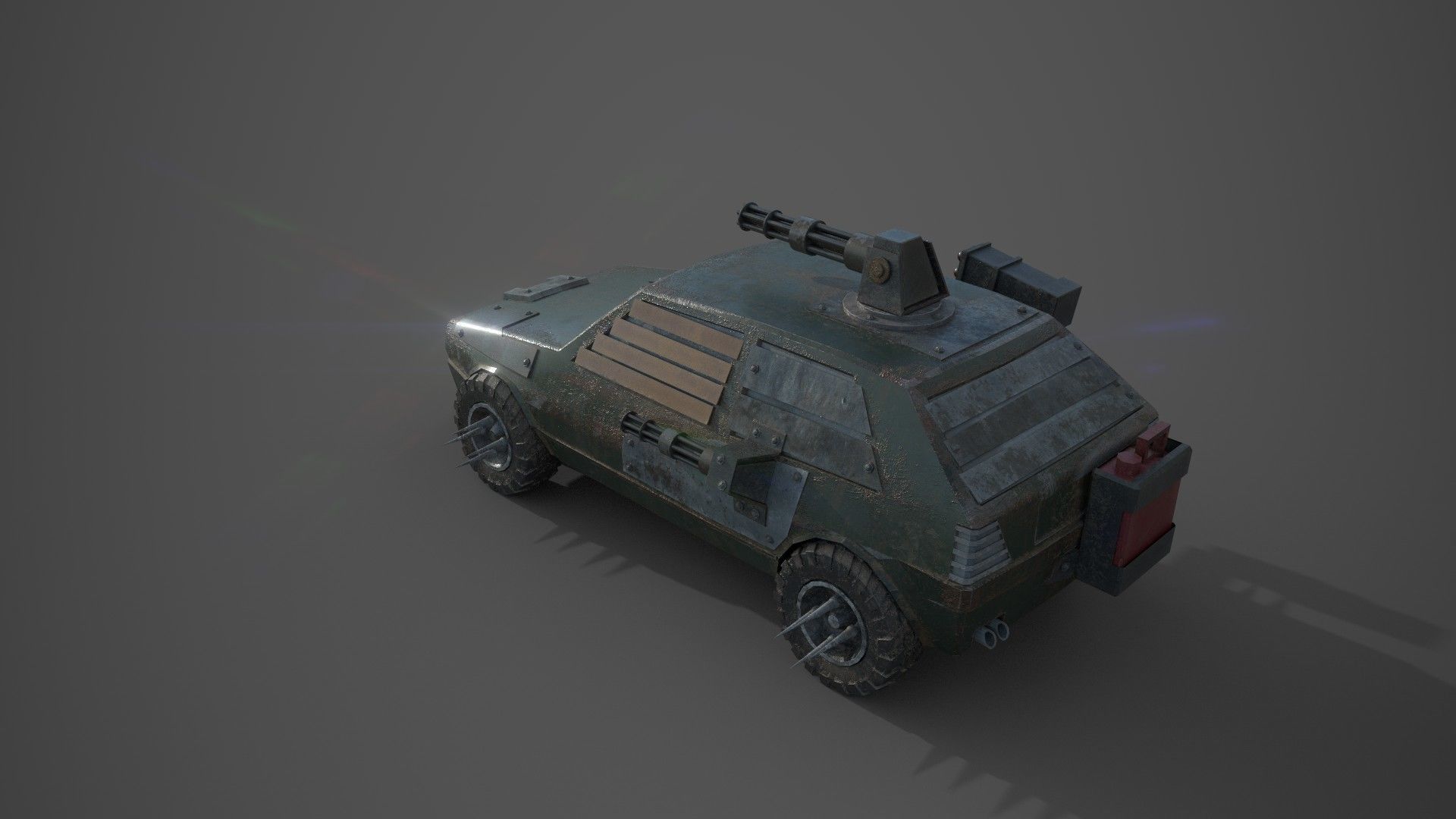 Post Apocalyptic Monster VW Golf Low-poly 3D model_1