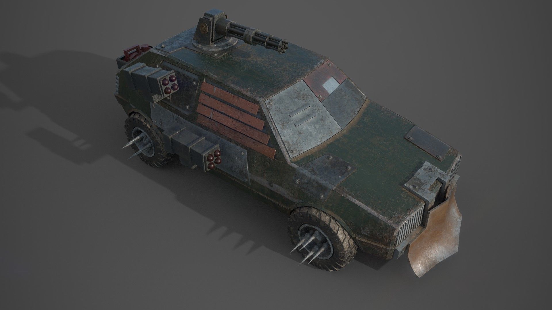 Post Apocalyptic Monster VW Golf Low-poly 3D model_3
