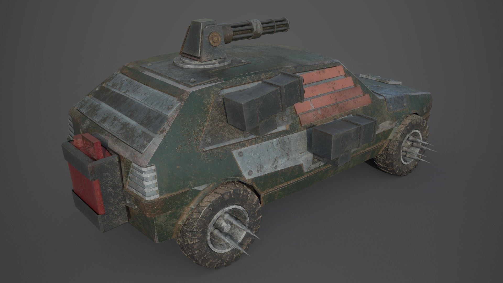 Post Apocalyptic Monster VW Golf Low-poly 3D model_6