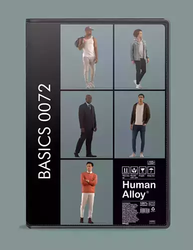 Set of 3D men walking