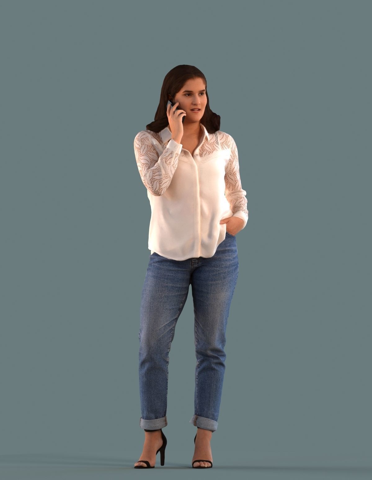 Set of 3D women on the phone 3D model_4