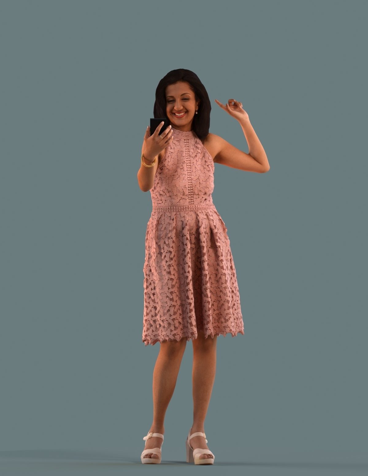 Set of 3D women on the phone 3D model_5