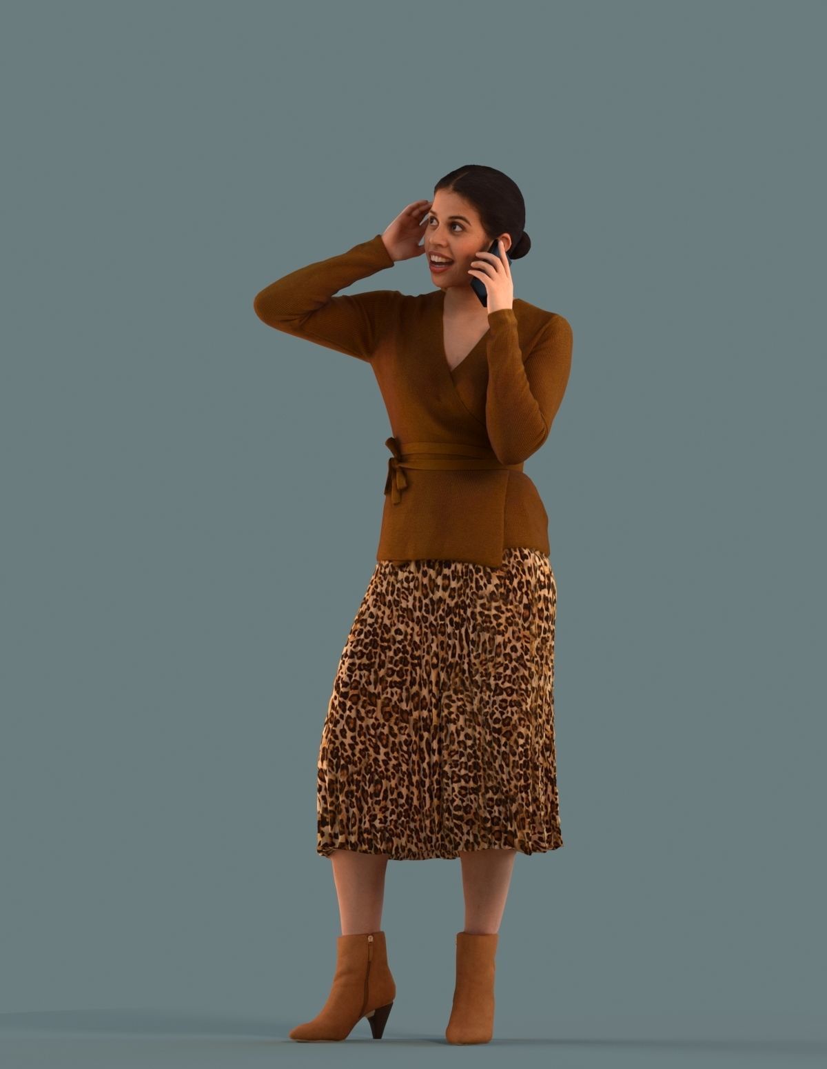 Set of 3D women on the phone 3D model_3