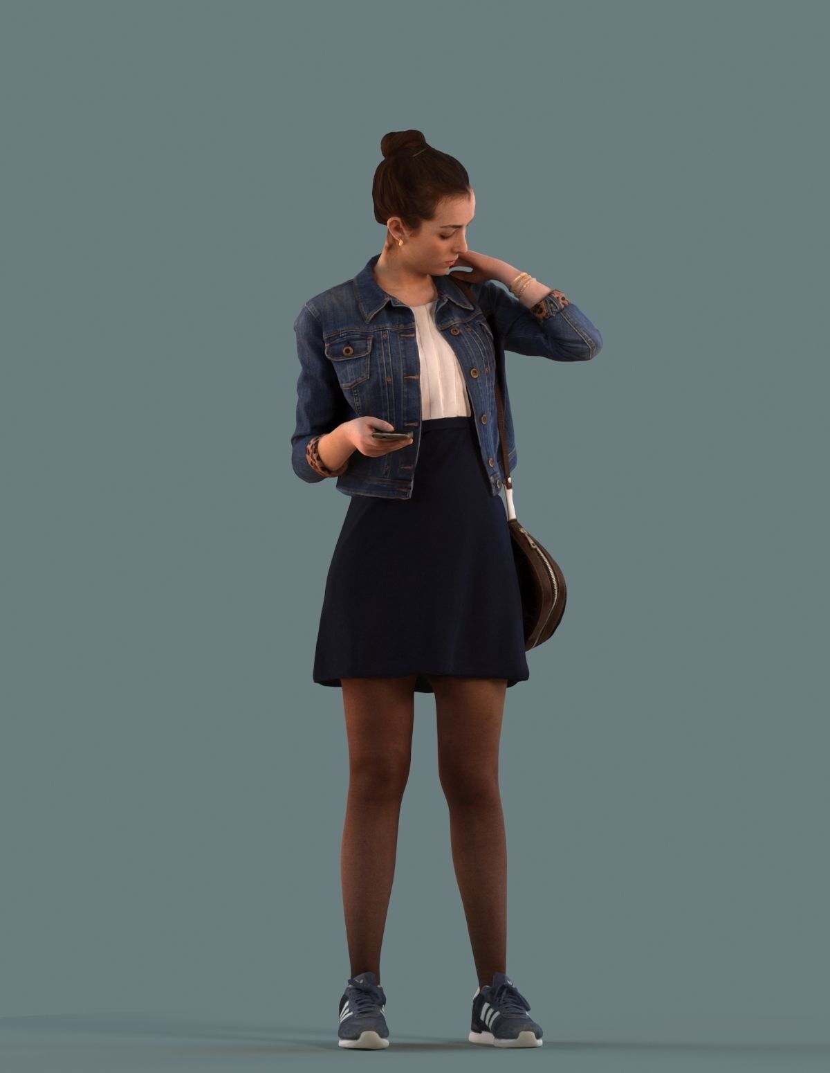 Set of 3D women on the phone 3D model_6