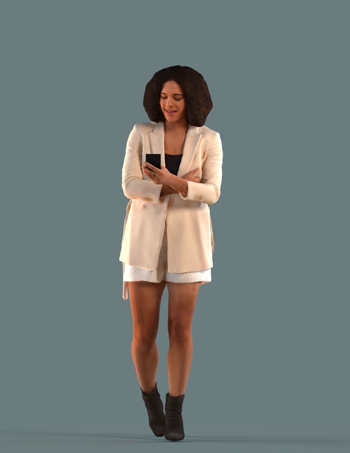 Set of 3D women on the phone 3D model_2