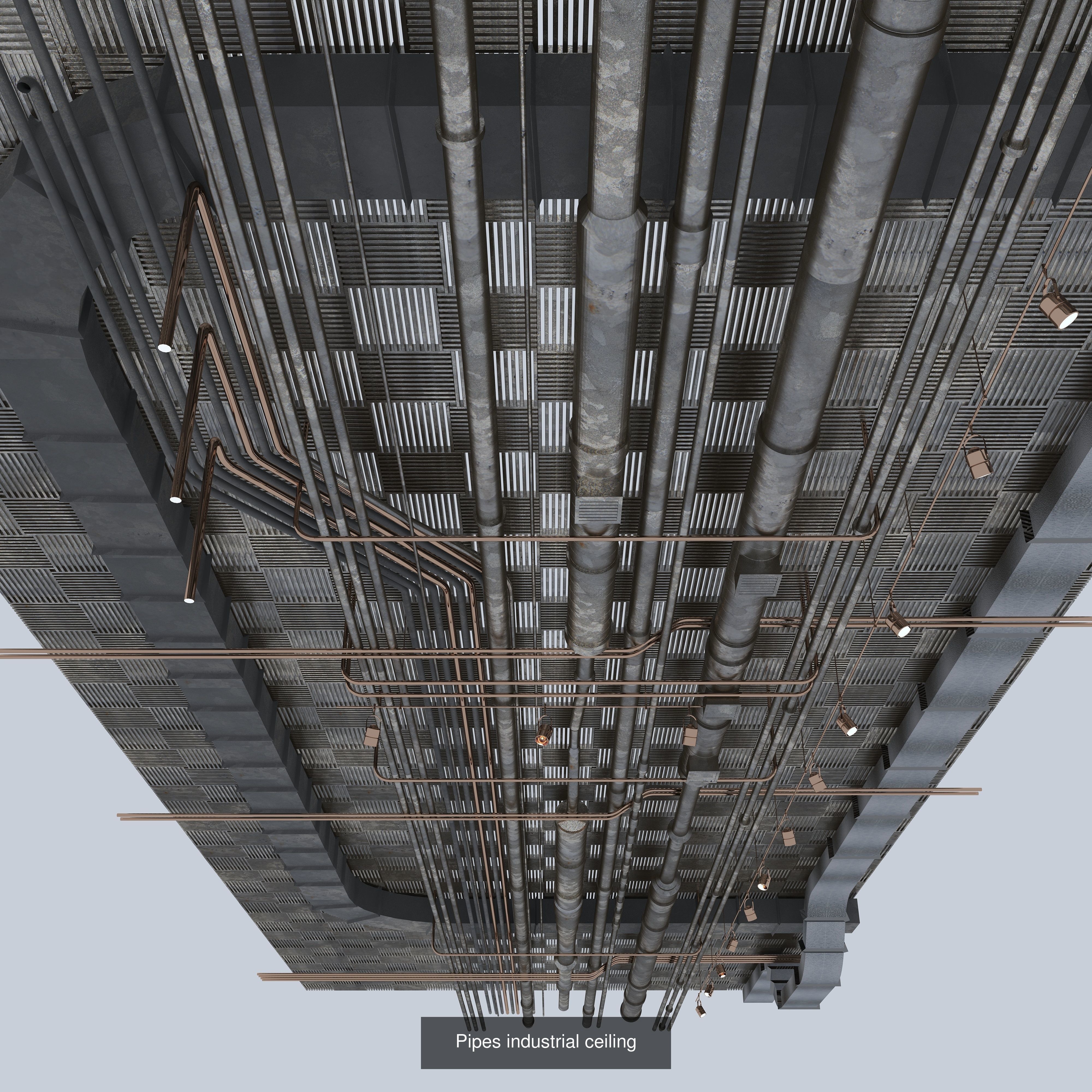 Industrial ceiling pipes 3D Model Collection_2
