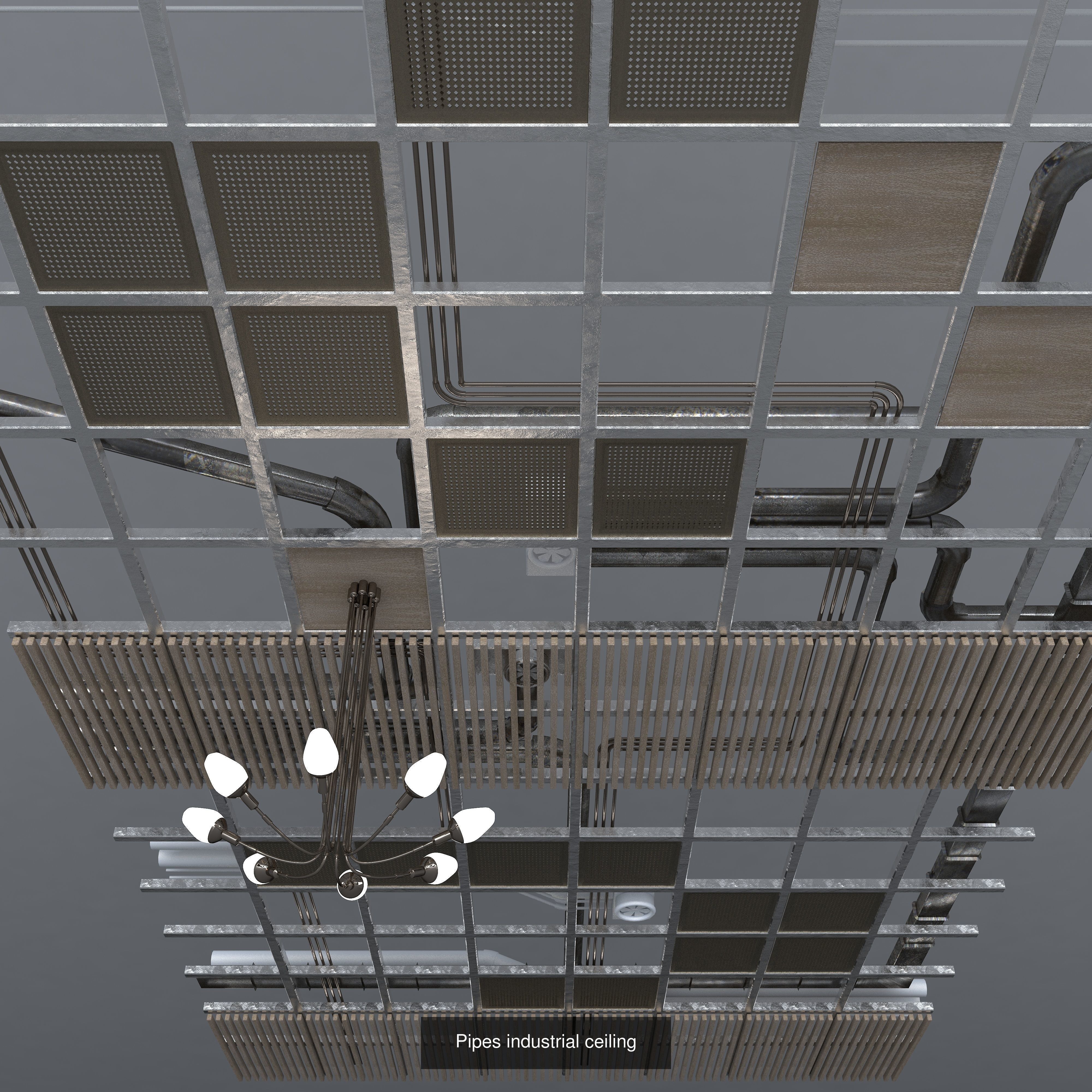 Industrial ceiling pipes 3D Model Collection_3